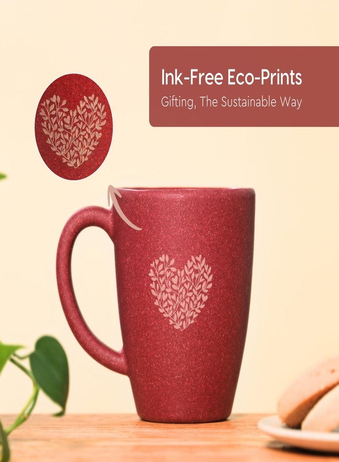 Eha Earth-Friendly Valentine Gifts for Couple | Gift for Girlfriend and Boyfriend | Love Gift Set of 2 | 300 ml | Made with Rice Husk and Coffee Husk Biocomposite | Coral - Image 4